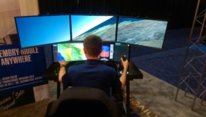 Researcher working with ERAU UAS Simulator, Monsoon.
